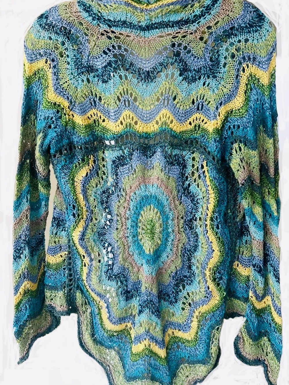 Vintage Handmade Crochet Sweater Open Knit Boho Cottagecore XS/S